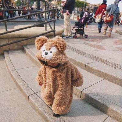 China Baby Winter Comfotable Bear Overalls Coat Baby Fuzzy Fleece Material Warm Winter Clothes Back Hat Hoodie Romper Baby Head for sale