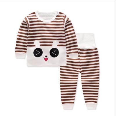 China Thermal 100% Cotton Kids Clothing Sets Kids 2021 Cartoon Print Animals Stripe Pajamas Set Pajamas Unisex Cotton For Kids for sale