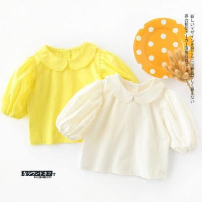 China QUICK DRY Plain Color Sleeve Girl's Three Quarter Stocked Shirts 2-6 Years Babies Puff Sleeve Shirts Kids Puff Sleeve Shirt for sale