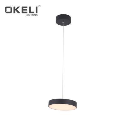 China OKELI Rounnd Modern Indoor Aluminum SMD2835 Simple Household Hanging Black LED Panel Pendant Light for sale