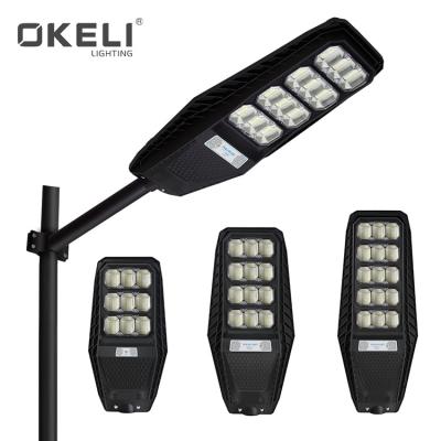 China ROAD OKELI High Power Waterproof IP65 SMD ABS Integrated Outdoor Garden 100w 200w 300w All In One LED Solar Street Light for sale