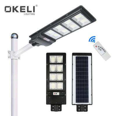 China New ABS ip66 waterproof design 30w 60w 90w 120w road OKELI outdoor all in one solar led street light for sale