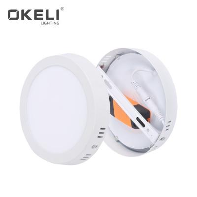 China Contemporary OKELI easy to install 6w 12w 18w 24w surface mounted smd round led panel light for sale