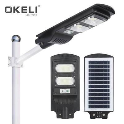 China ROAD OKELI high lumen SMD IP66 waterproof street light 30w 60w 90w outdoor all in one led solar street light for sale