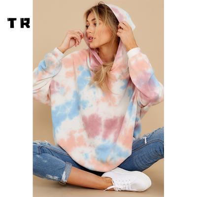 China 2021 OEM Breathable Plus Size Tie Die Print Womens Sweaters Hoodies And Sweatshirts for sale