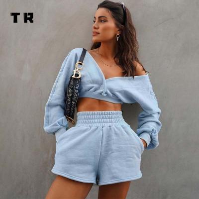 China Women Clothing Set 2021 Summer 2 Piece Set Women Hoodies Shorts High Quality Casual Cotton Breathable Custom Made for sale