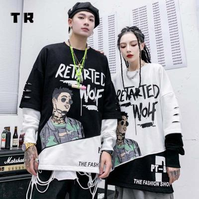 China Boy Hip Hop Cargo Street Pullover Crewneck Thick Casual Hoodies and Sweatshirts Two Mens Colorful Custom QUICK DRY Print Streetwear Cotton for sale