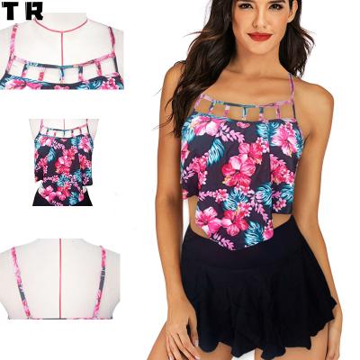 China Anti-UV Women Neck Swimwear One Piece Pants Top Dress Swimwear Halter Girl Than Swimsuit Fitness Bikinis for sale