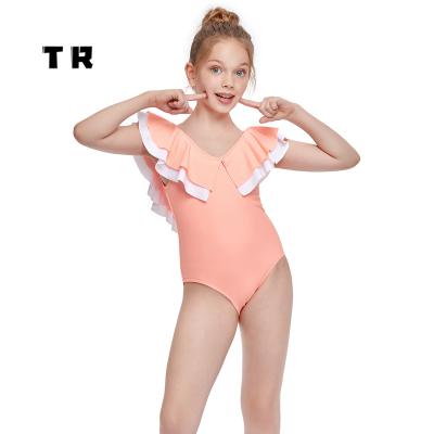 China Plain Anti-UV Ruffles Gril Swimwear Full Naughty One Piece Designer Purple Swimsuits for sale