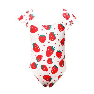 China Hot Selling Anti-UV Strawberry Child Bikini Ruffles Little Girls Kids Bikini Swimwear Factory for sale