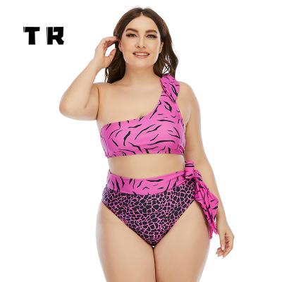 China High Waist Anti-UV Side Tie Plus Size Bikini Swimwear Bathing Swimsuit For Women 2022 for sale