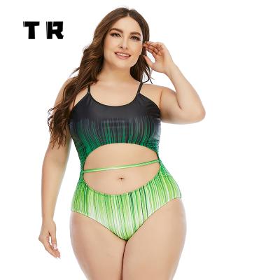 China Anti-UV Customize Printing Pattern Stripe Solid Female Swimwear One Piece Swimsuit Plus Size Swim Wear for sale