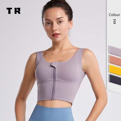 China Breathable Running Sport Logo Bra Suppliers High Quality Custom Made Zipper Wear Workout Top for sale