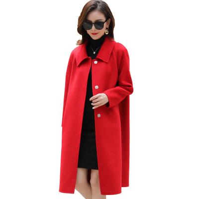 China Mid Length Anti-Shrink Style Blue Double Sided Anti-Shrink Coat Women's Cashmere Woolen Trench Coated New for sale