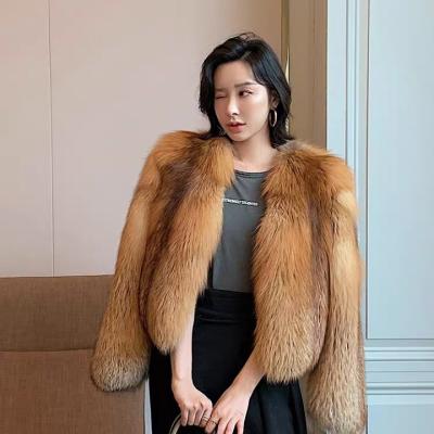 China 2021 anti-shrink wholesale natural anti-shrink red fox fur coat with hood plus size custom women's fur coat large for sale