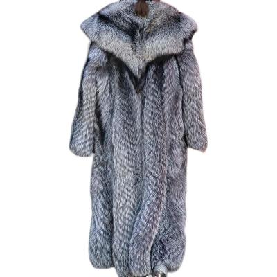 China Breathable breathable autumn and winter 2021 super long fur silver fox leather lapel of the young women's jacket of the large full for sale