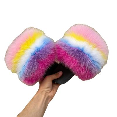 China Hot Sales Furry Fur Slides Ladies Logo Fashion Fur Slides Custom Made Wholesale for sale