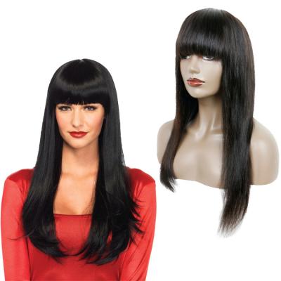 China Wholesale Quality Silky Straight Deep Wave Synthetic Wigs With Bang Heat Resistant Lace Front Wig With Baby Hair for sale