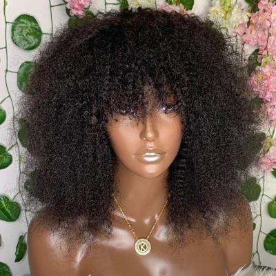 China Wholesale Cheap Afro Kinky Curly Wave Wave Afro Wig Short Bob Wigs With Bangs Women Hair Extensions Women Virgin Hair Afro Bangs for sale