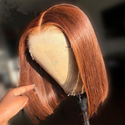 China #4 Silky Straight Brown Color Short Bob Pixie Cut Human Hair Wigs For Women 150 Density Honey Blonde Lace Front Bob Wig Brazilian Remy Hair for sale