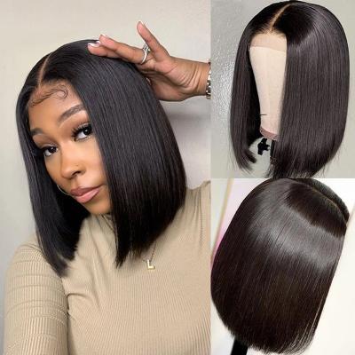 China Curly Hair Short Bob T Piece Lace Wigs Kinky Curly Virgin Hair Extensions Lace Front Closure Straight Bob Wigs For Black Women for sale