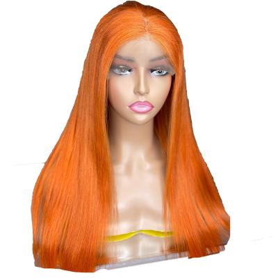 China 16 Inch Brazilian Straight Lace Wigs Ginger Orange 13X4 Lace Front Human Hair Wigs With Baby 14 Silky Straight Hair For Women for sale