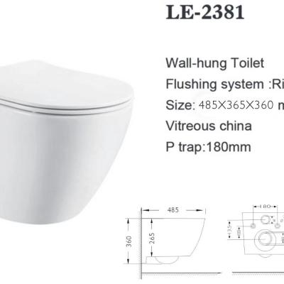 China Hidden Cistern Europe Design Bath Wall-hung Toilet for sale