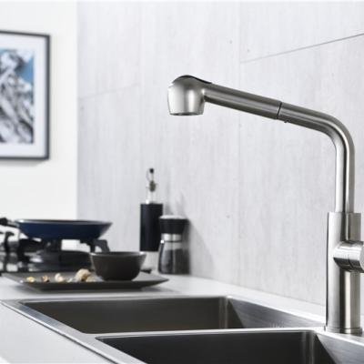 China New Design Modern Deck Mounted Single Handle Matte Black Pull Out Kitchen Faucet Mixer Tap for sale