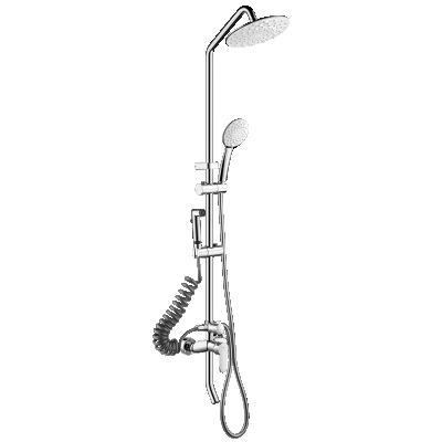 China With Slide Bar 4 Way Single Handle Exposed Bathroom Shower Mixer Tap Set With Shower Hand And Bidet Sprayer for sale