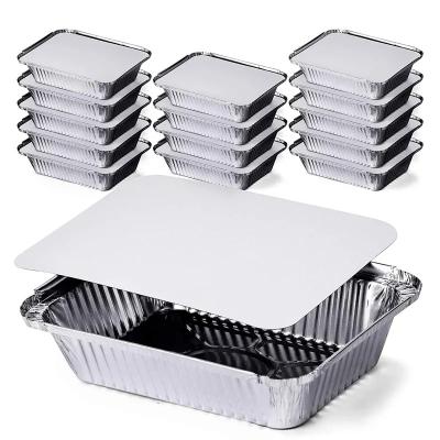 China Recycle Alloy 3004 Food Packaging Lunch Box Disposable Aluminum Foil Tin Foil Dishes Grill Pan Supply Container Tray With Lid for sale