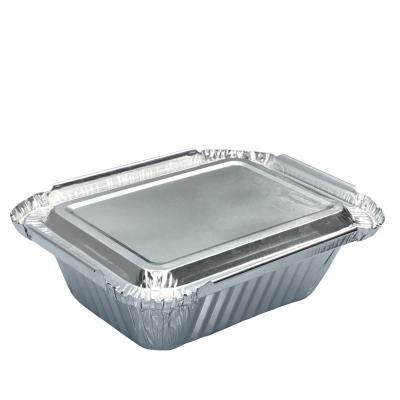 China Recycle Sets 1500ml Aluminum Foil Lunch Box Capacity Disposable Barbecue With Paper Lid , Transparent Lid for sale