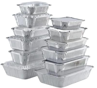 China Recycle New Heavy Duty Rectangle Aluminum Foil Container Foods Aluminum Foil Supplying Takeout Tray for sale