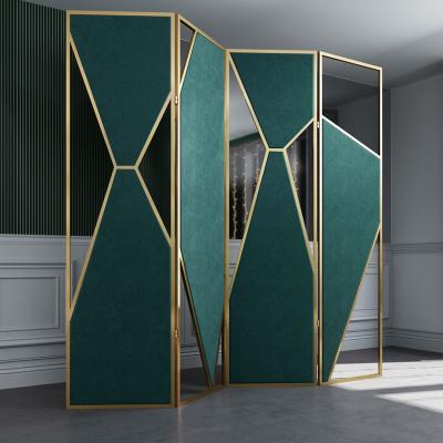 China Eco-friendly Folding Screen Hotel Bedroom Hotel Screen Cloth Partition Tea Shop Tea Milk Shop Clothing Metal Screen INS Wind Metal Screen for sale