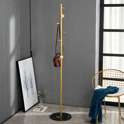 China (Other) Gold Adjustable Single Iron Coat Rack Living Room Bedroom Floor Clothes Bag Rack for sale