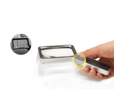 China PMMA lens & ABS Base Handheld Magnifier Led Square Led Magnifier With Battery Inside for sale