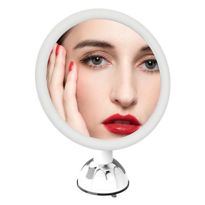 China 5X Rechargeable Lighted Magnifying LED Lighted Bathroom Makeup Mirror With Suction Cup for sale