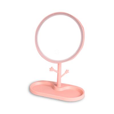 China LED Lighted Vanity Makeup Mirror Dimmable Natural Light with Storage Cosmetic Tray, Desktop Lighted Vanity Mirror for sale