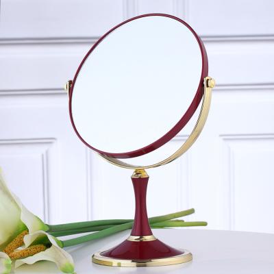 China European Style Magnifying 360 Degree Rotating Metal Desktop Vintage Mirror, 1X 2X Double Side Table Top Makeup Mirror for sale