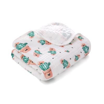 China Breathable colorful print cotton muslin blanket for baby, soft cotton muslin blanket for infant for sale