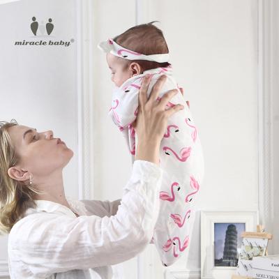 China Wholesale Breathable Baby Wrap Set with Headband Knotted 100% Cotton Boys Wrap Ultra Soft Baby Wrap Set for sale