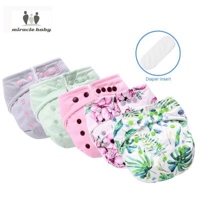 China Miracle Baby Printed Diaper Set With Insert 5 Packs Reusable Diaper Pants Washable Eco-Friendly Baby Cloth Diapers For Baby for sale