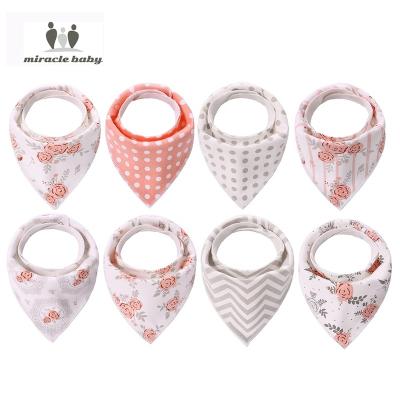 China Miracle Antibacterial Baby Bibs Set For Drooling And Teething 100% Cotton Newborn Bib 8 Pack Soft Absorbent Baby Bibs For Baby for sale