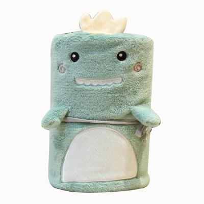 China Anti-pilling Drop Shipping Cartoon Rolling Animal Shaped Soft Plush Baby Blanket for sale