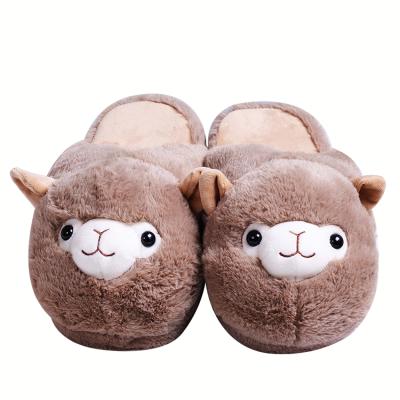 China Anti-odor Winter Alpaca Plush Slippers Without Heels Custom Colorful Indoor Embroidered Slippers for sale