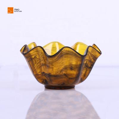 China Hotel Polyresin Home Accessories / Hotel Best Quality Swirl Finish Decorative Bowl Flower Shape Custom Resin Salad Bowl For Wedding / Dinner for sale