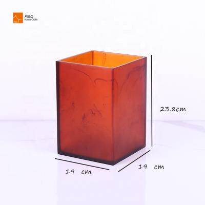 China Amber Polyresin Trash Can Hotel Bathroom Resin Garbage Bin Decorative Creative Rubbish Bin Viable Durable With Swirl Style for sale