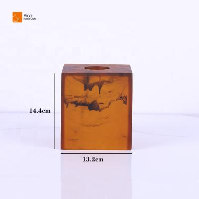 China Polyresin Minimalist Custom Home Bathroom Accessories Decorative Resin Square Tissue Paper Box Lid Holder for Hotel for sale