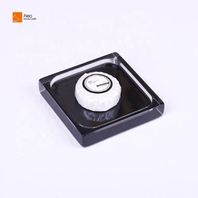 China High End Home / Hotel Polyresin Bathroom Decor Home Accessories Polyresin Soap Holder Hotel Custom Black White Translucent Resin Soap Dish for sale