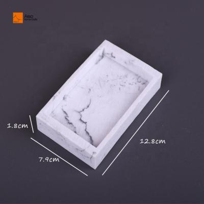 China Home/Hotel Factory Wholesale Custom Handmade Polystone Bathroom Accessories Shower Soap Dish Hotel Resin Marble Soap Dish Holder for sale