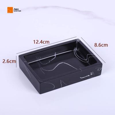 China Home/Hotel Soap Dish Hotel Factory Wholesale Handmade Polyresin Bathroom Accessories Square Or Resin Black Marble Rectangular for sale